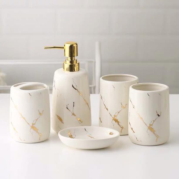 [Hàng có sẵn] Bộ Đồ Dùng Nhà Tắm Gốm Sứ Hàng Cao Cấp