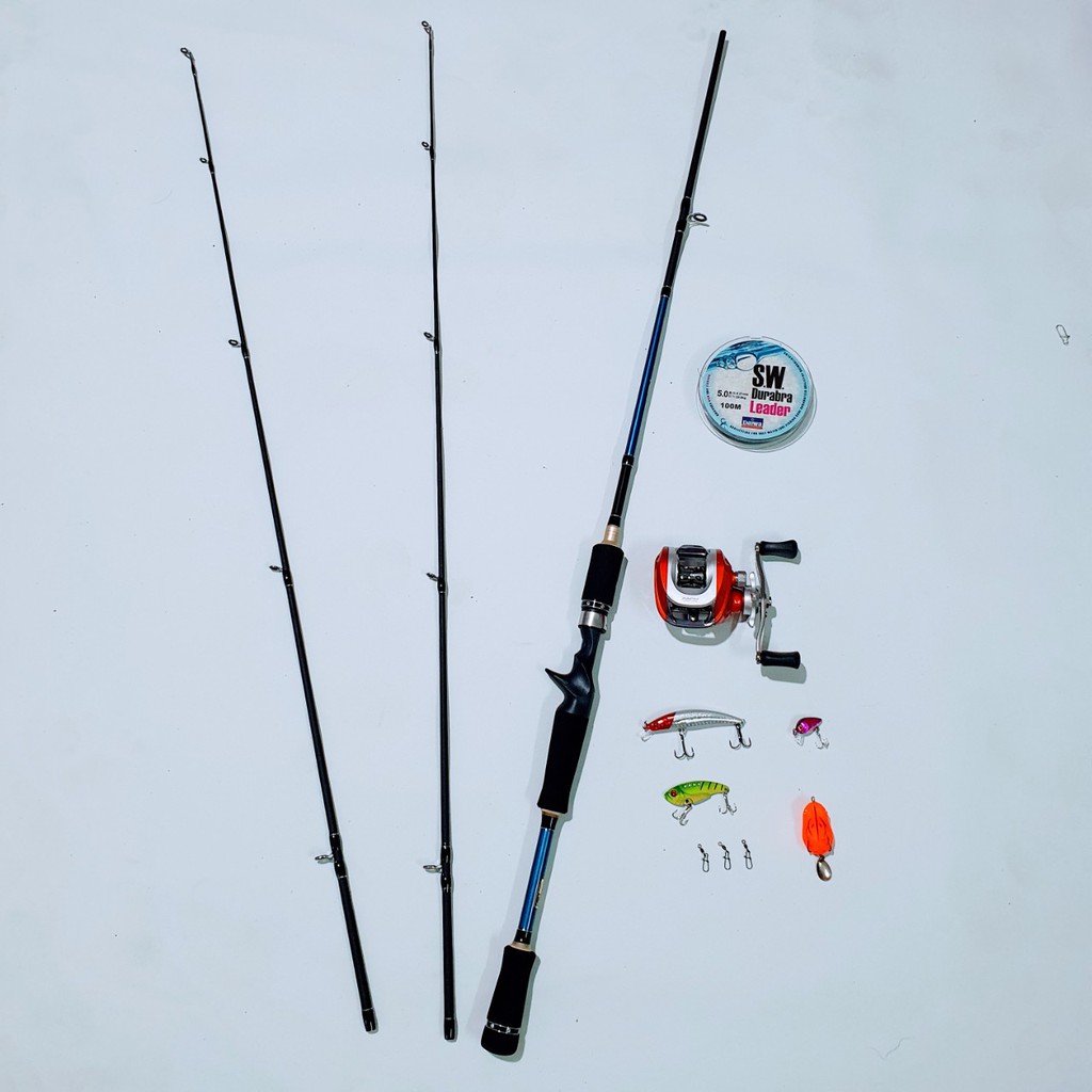 Bộ cần câu lure shimano 2 ngọn 1m8 - 2m1 - 2m4, máy ngang yumoshi lv201 kèm phụ kiện shopdocauchatluong (xả hàng giảm g
