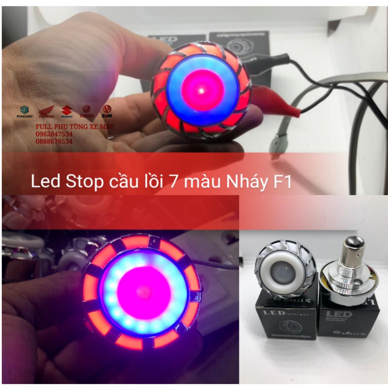 Led Stop cầu lồi 7 màu nháy F1 cho xe máy