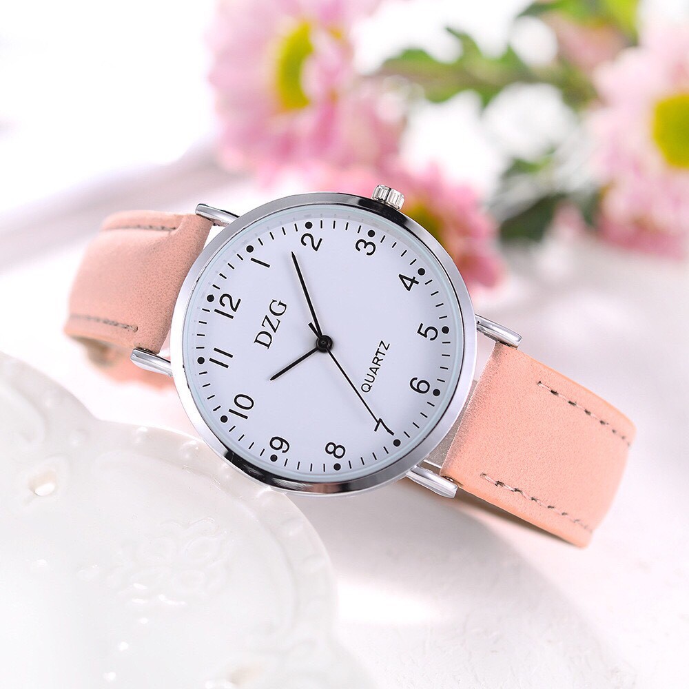 Đồng hồ thời tranh nữ DZG dây da nhung tuyệt đẹp