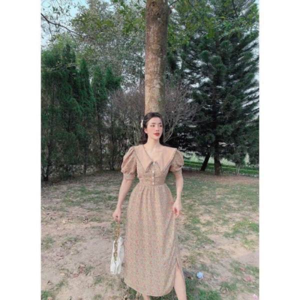 Váy hoa nhí cổ trắng