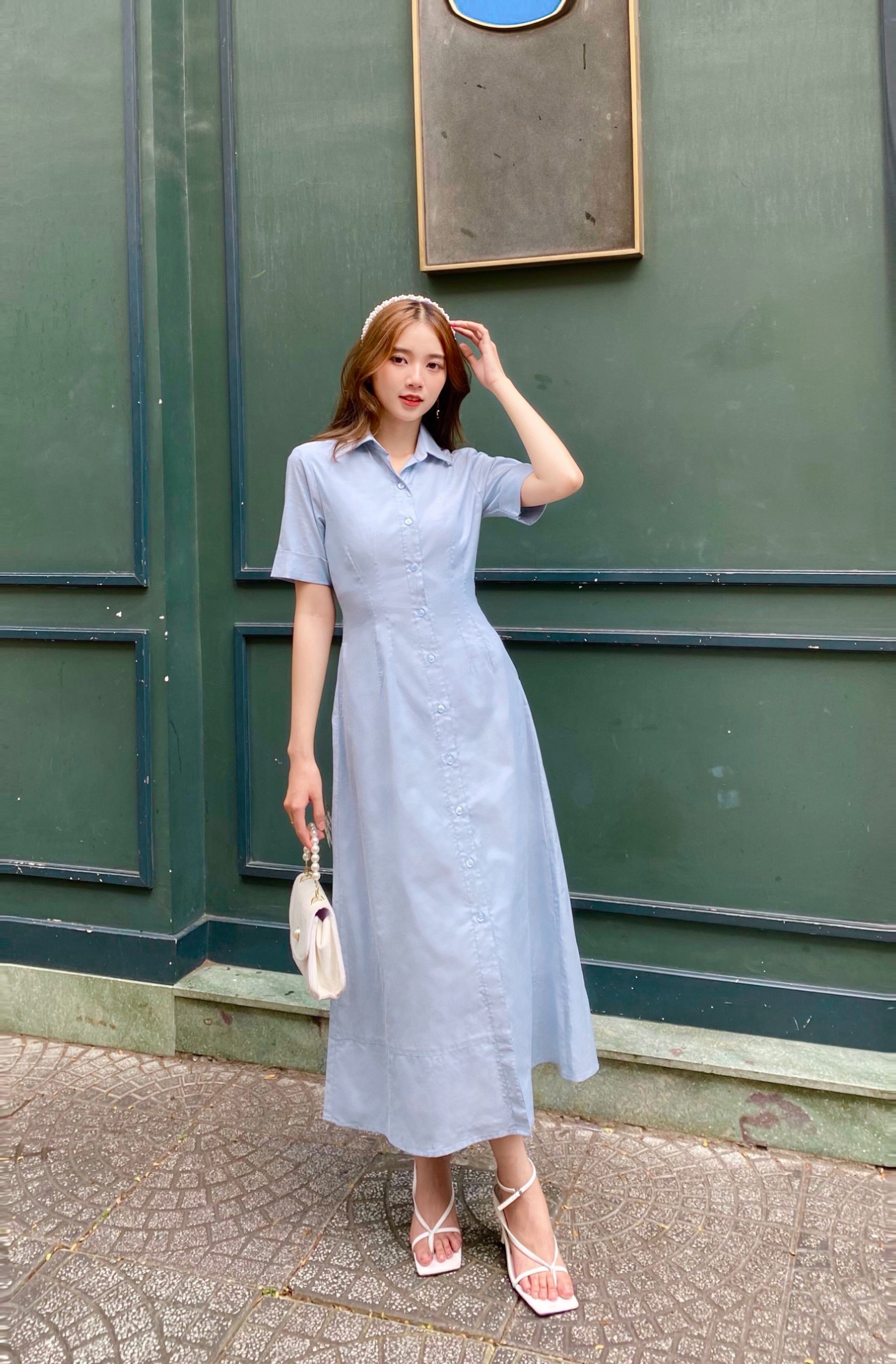 AfterBefore | Đầm denim midi 2 màu