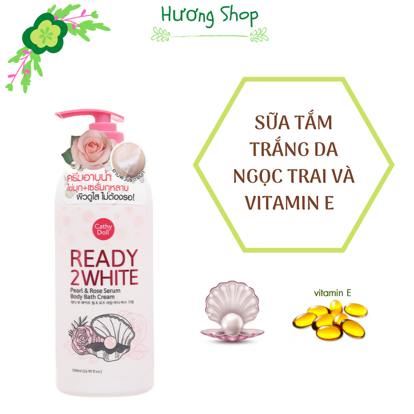 Sữa tắm trắng da tinh chất ngọc trai hoa hồng Ready 2 White Cathy doll 500ml Thái Lan