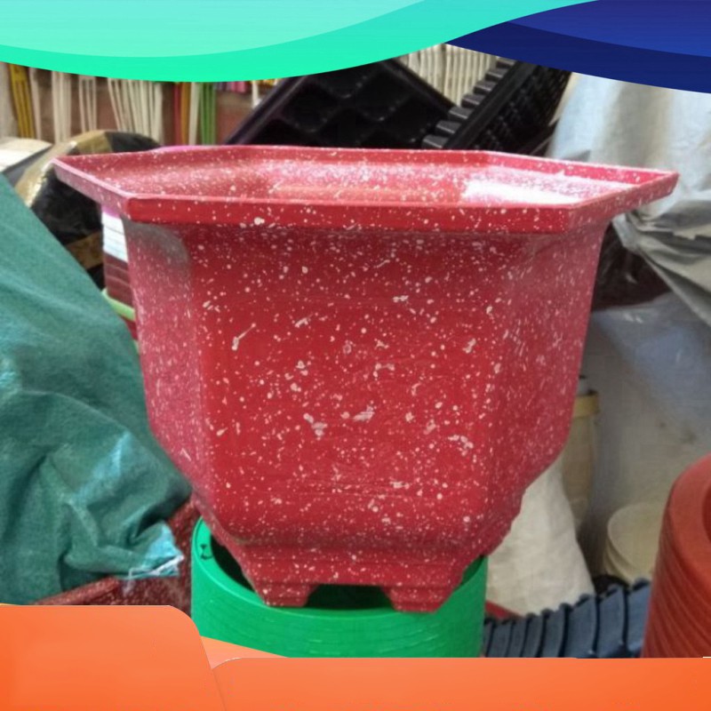 [HCM]Chậu nhựa lục giác vân đá 32cm x 22cm