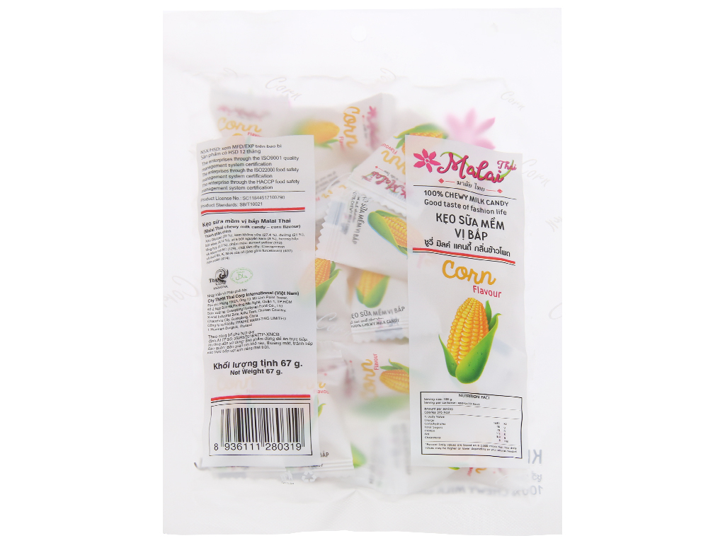 Kẹo sữa mềm vị bắp Malai Thai gói 340g