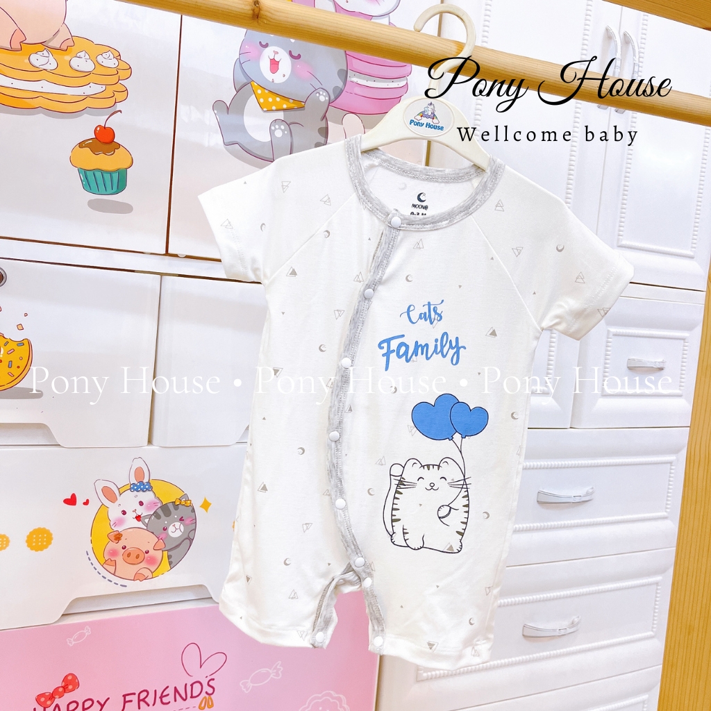 Body cộc moon trắng họa tiết bodysuit chất liệu petit siêu mềm mịn, siêu mát size cho bé từ 0-3 tháng đến 6-9 tháng