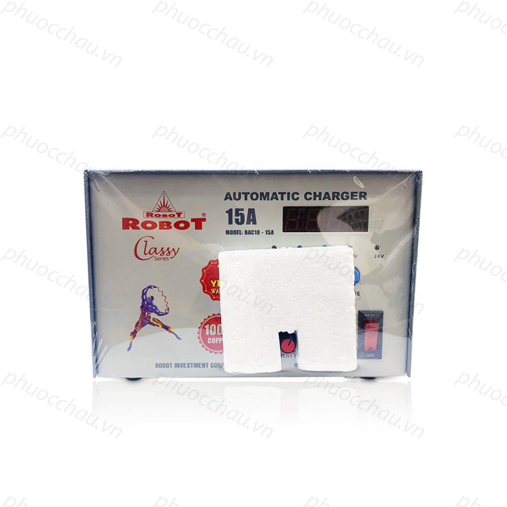 MÁY SẠC ẮC QUY ROBOT TỰ ĐỘNG 15A (12V-24V, Dây Nhôm & Đồng)