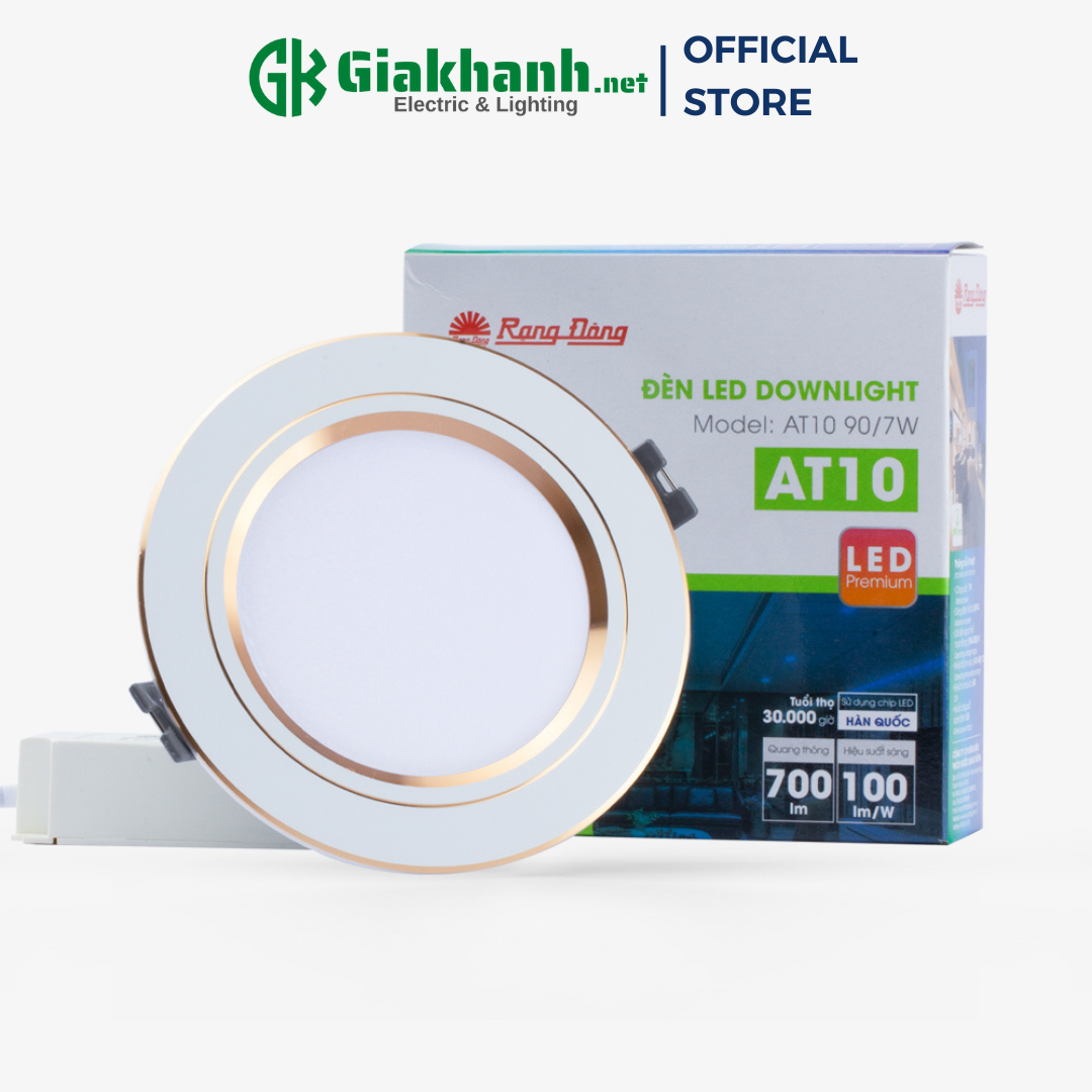 Đèn led âm trần downlight at10 7w, 9w rạng đông