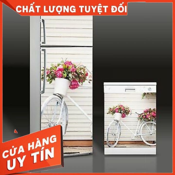 Tranh trang trí tủ lạnh 3d Giấy dán tủ lạnh, máy giặt xe đạp hoa - Decal dán tủ lạnh máy giặt - MS121