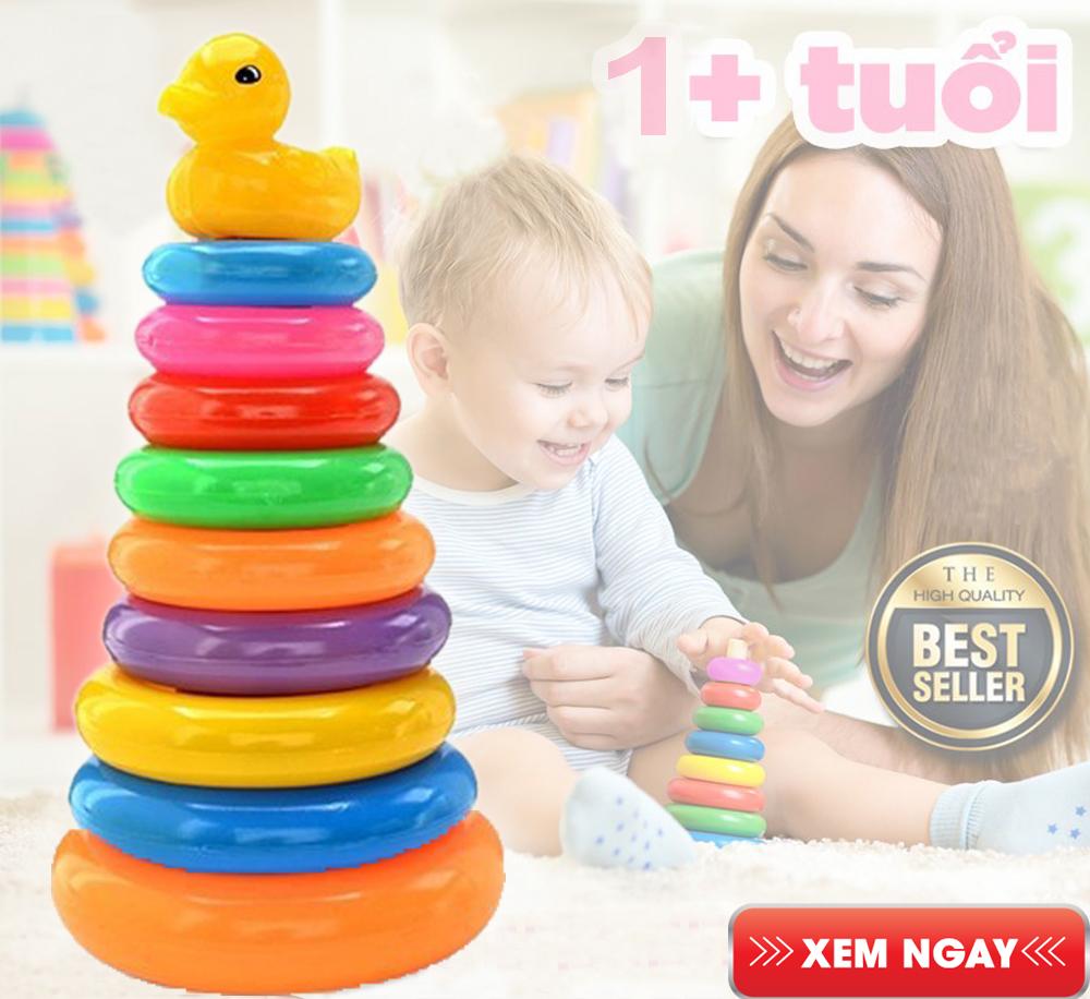 Đồ Chơi Tháp Vịt Xếp Chồng Vòng Tròn Cho Bé