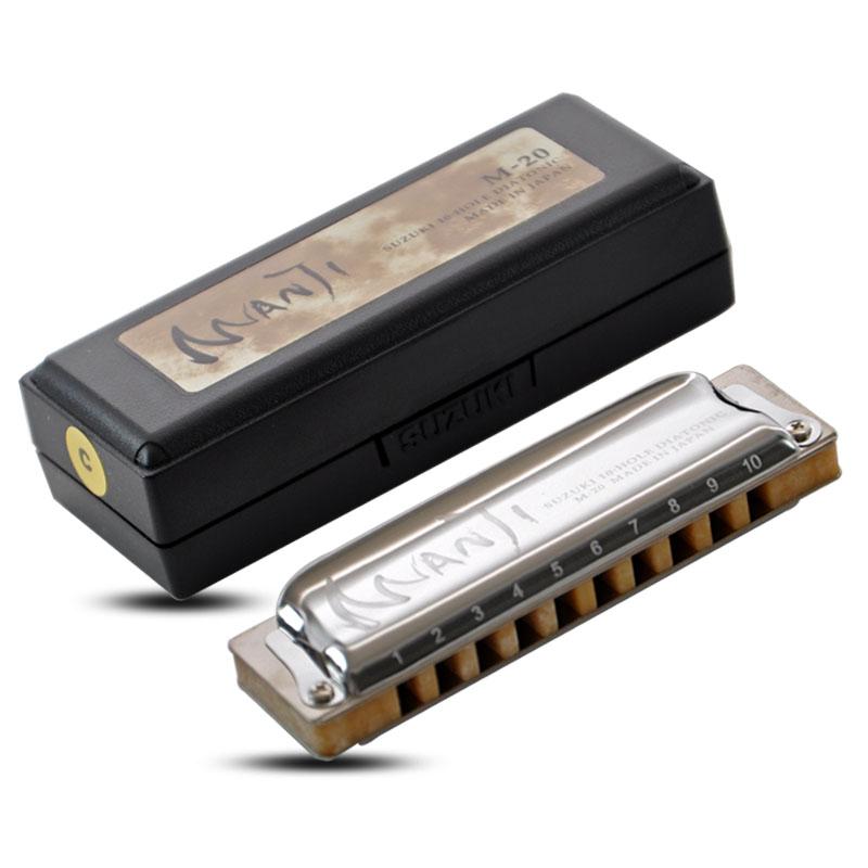 Kèn harmonica diatonic Suzuki Manji M-20 key C (Bạc)