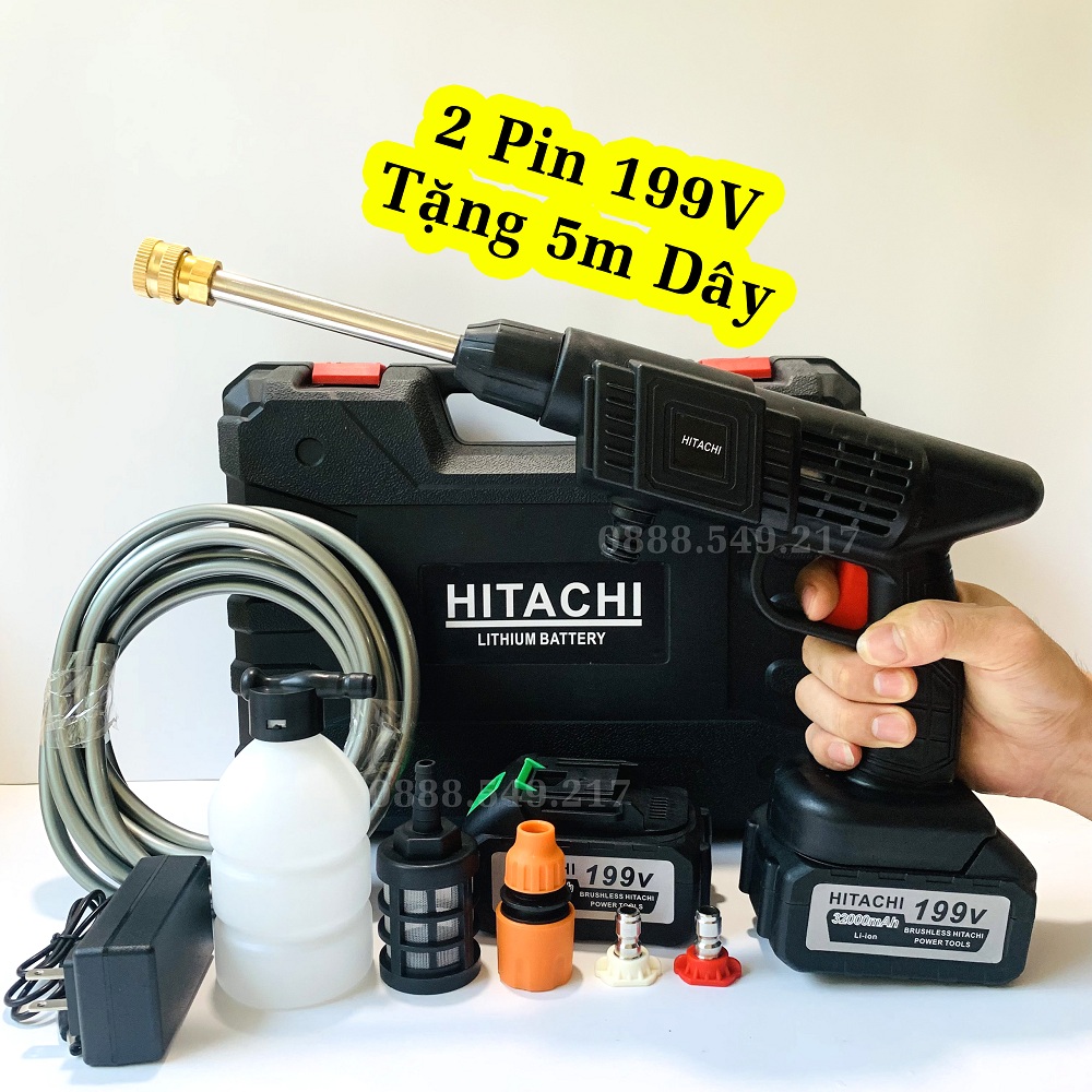 Súng rửa xe pin cầm tay áp lực cao - Máy xịt rửa mini dùng cho ô tô - Máy Rửa Xe Thông Minh Dùng Pin Siêu Khỏe Công Nghê Mới - Máy Xịt Rửa Tăng Áp Hàng Chuẩn Động Cơ Lõi Đồng Siêu Bền