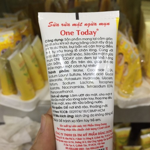 Sữa rửa mặt trắng da ngừa mụn nám One Today 50ml