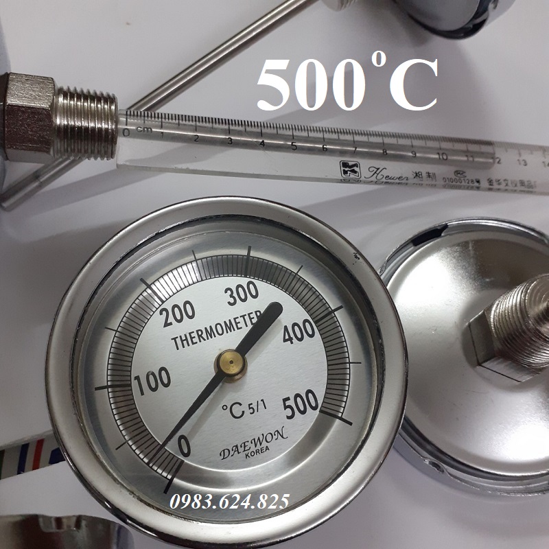Đồng hồ đo nhiệt độ cơ inox 500 độ c - daewon hàn quốc