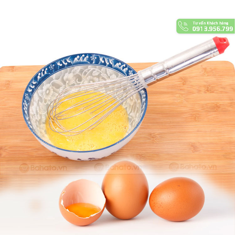 Phới đánh trứng inox cán đỏ 28cm
