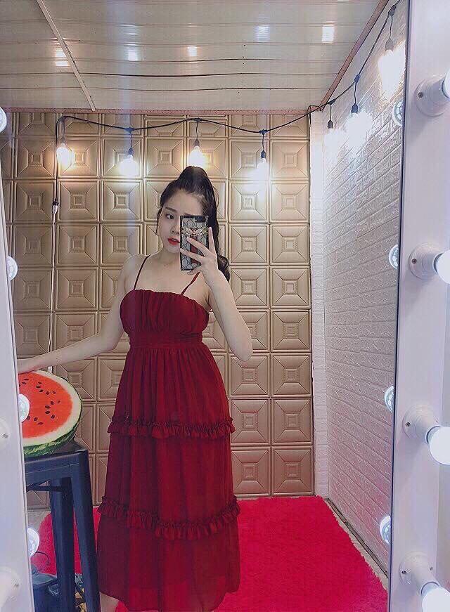 Đầm maxi voan 2 dây dài đi biển có mút ngực hàng bao chuẩn lđ1019267
