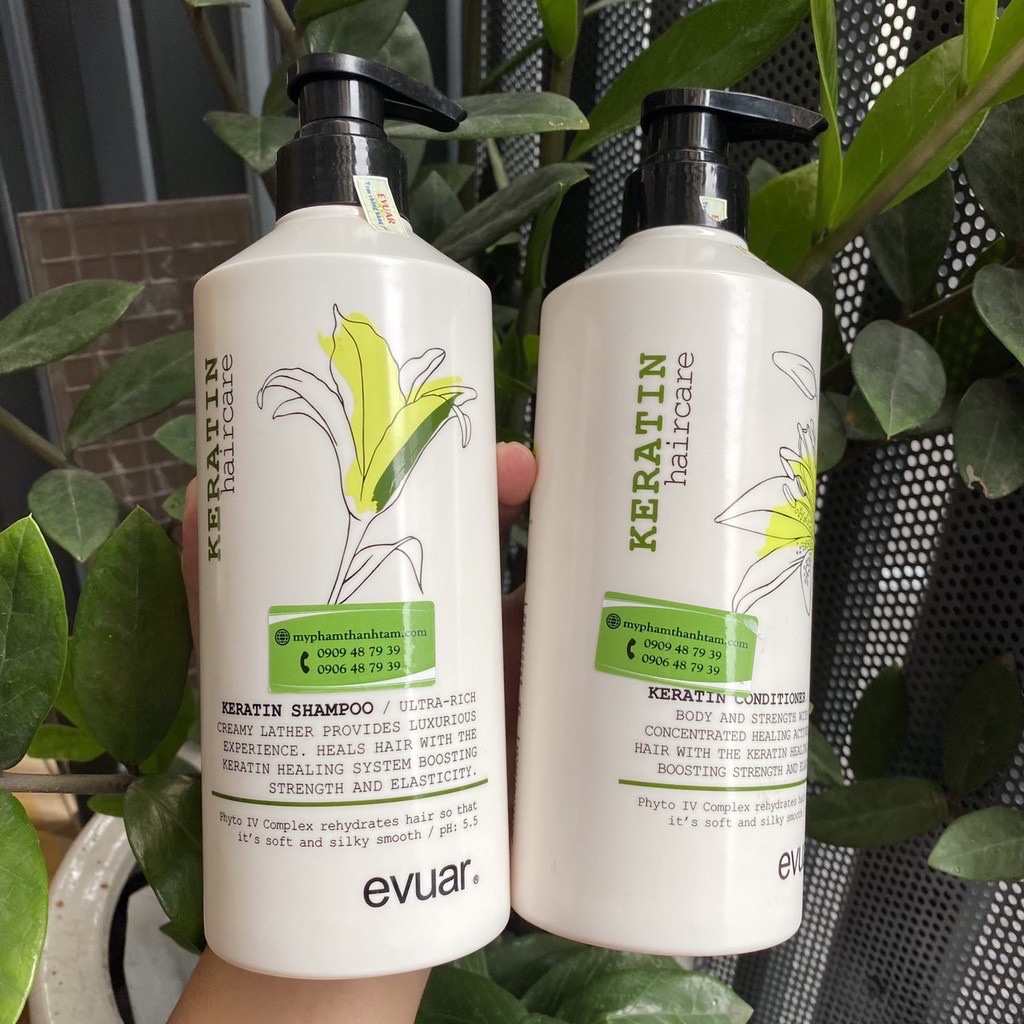 Dầu gội cao cấp cực mềm mượt tóc Keratin Evuar 758ml