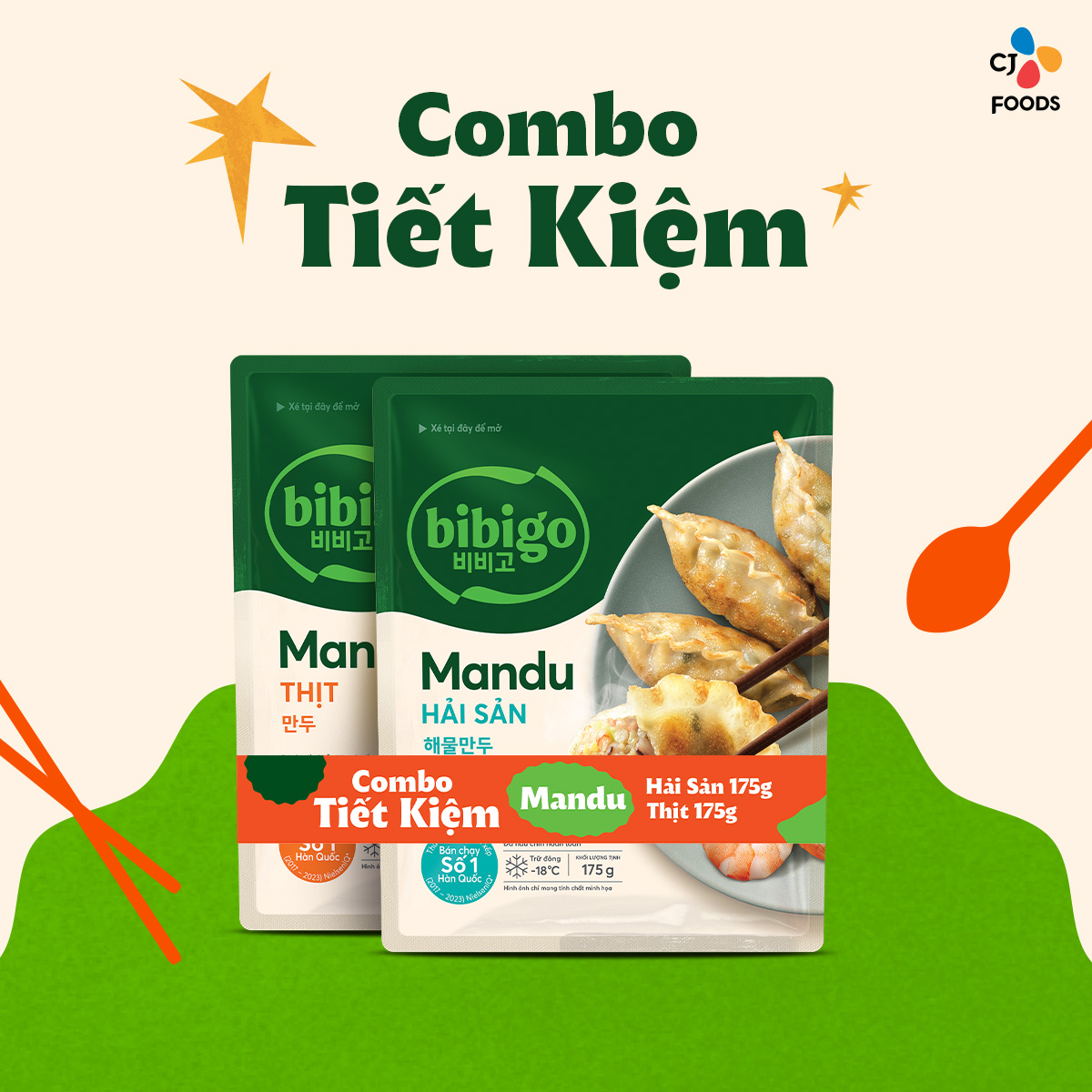 [Hcm-Hn] Mandu Bibigo Dumpling 175g (Meat Filling/Tilapia Meat Filling/Seafood Filling)