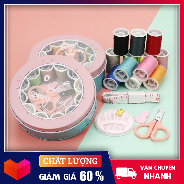 Bộ Kim Chỉ May Vá Đa Năng Kèm Hộp Đựng- Bộ kim chỉ đa năng. hộp đồ may vá mini. Hộp kim chỉ khâu vá tiện lợi. bộ kim chỉ