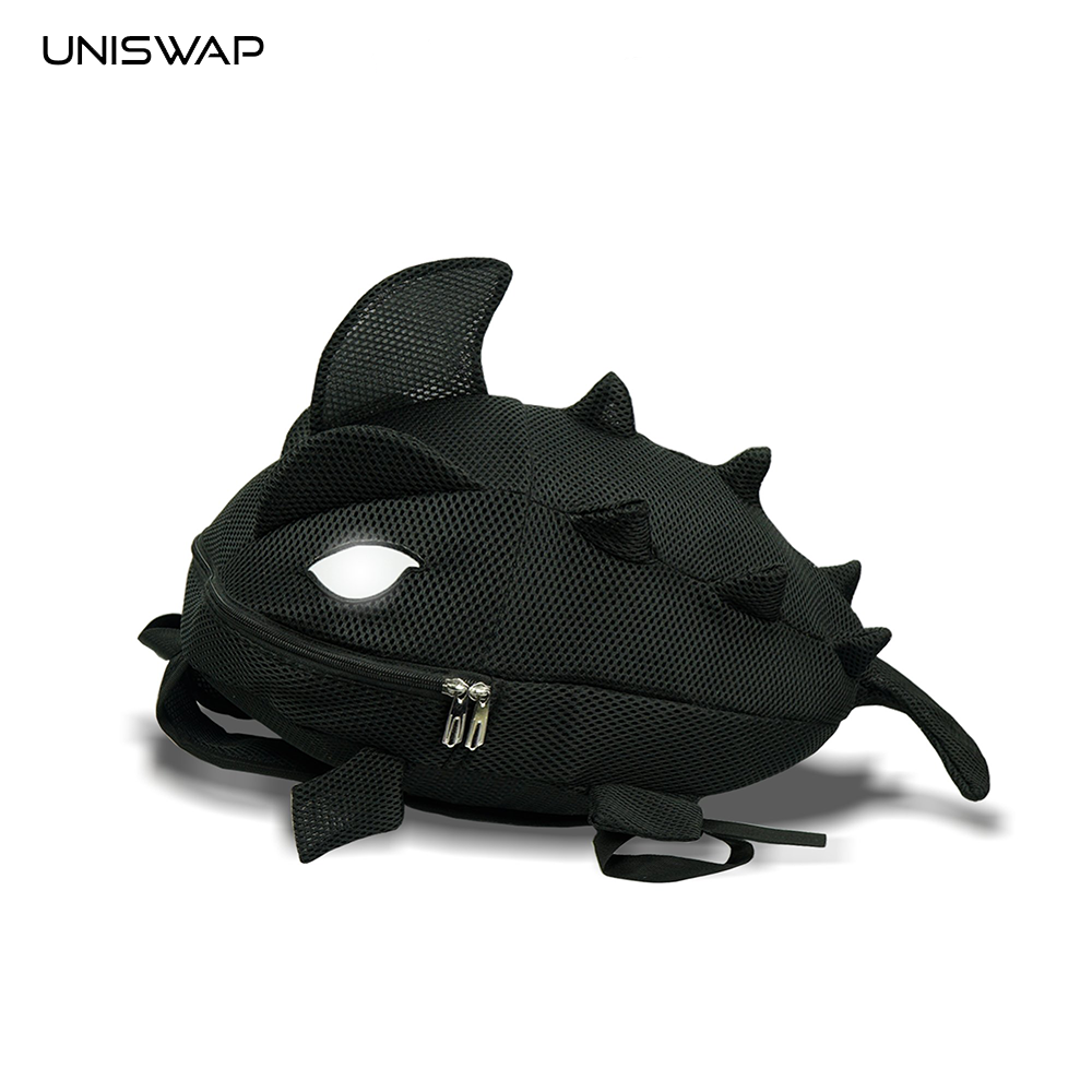 Balo khủng long cỡ trung đựng nón bảo hiểm màu ĐEN siêu xinh - VẢI LƯỚI MẮT PHẢN QUANG ĐÊM