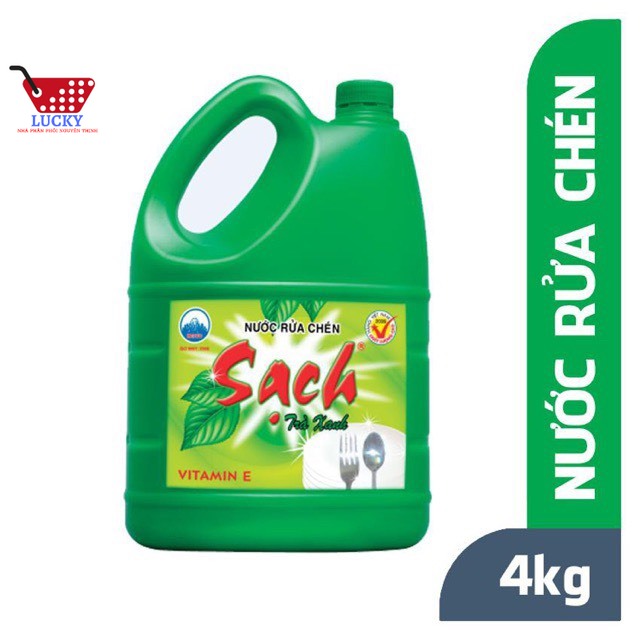 Can Nước rửa chén NET Sạch  4kg Vitamin E Hương chanh/Trà xanh- SHOP CAM KẾT HÀNG CHÍNH HÃNG