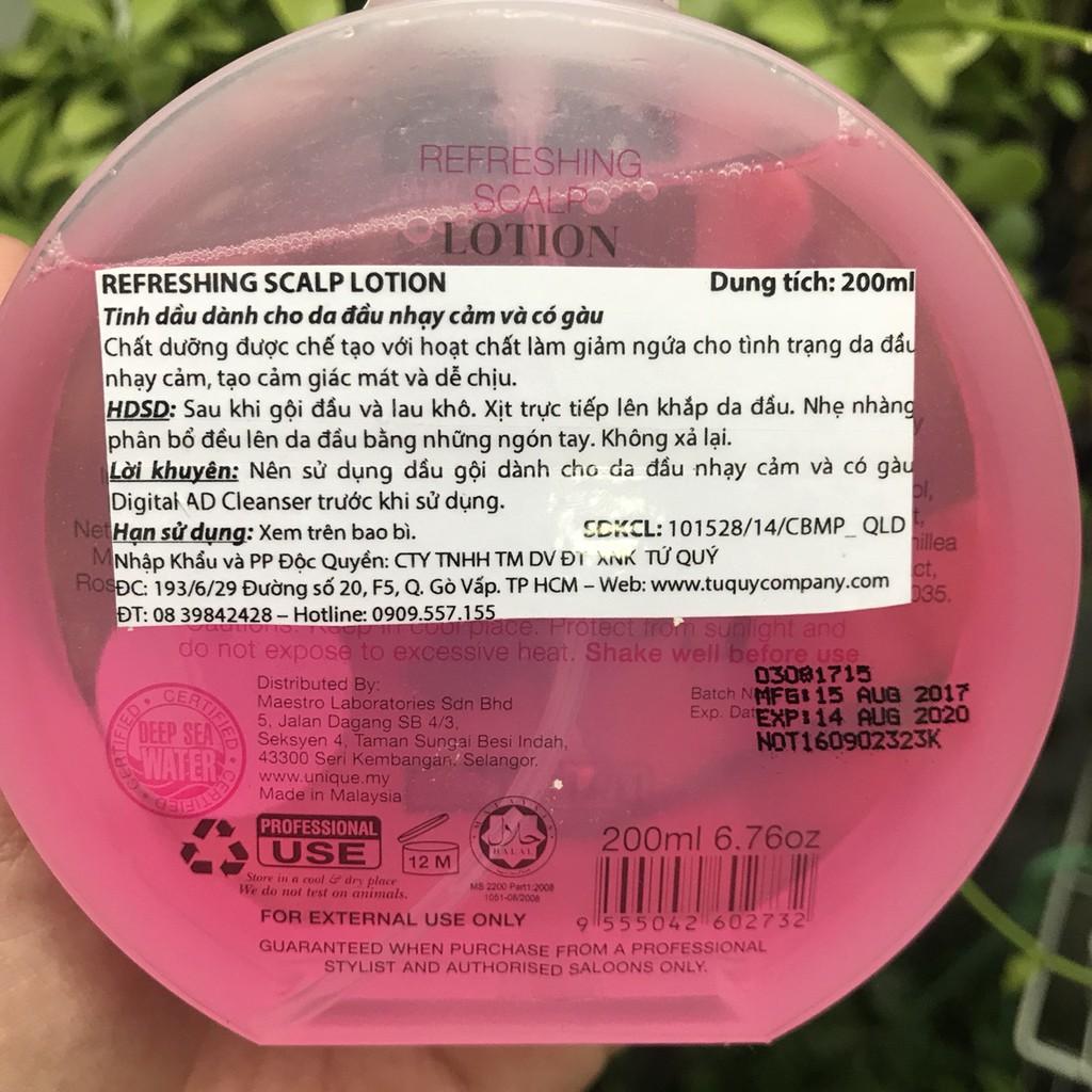[HCM]Unique Refreshing Scalp Lotion trị gàu và làm mát lạnh da đầu 200ml
