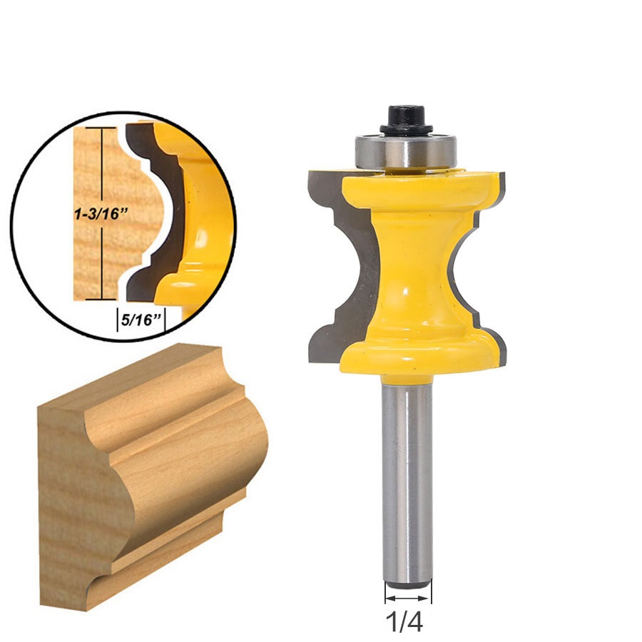 Mũi phay gỗ phay phào chỉ Thân bằng thép cứng và cacbua hạt, cốt 6.35mm hoặc cốt 12.7mm