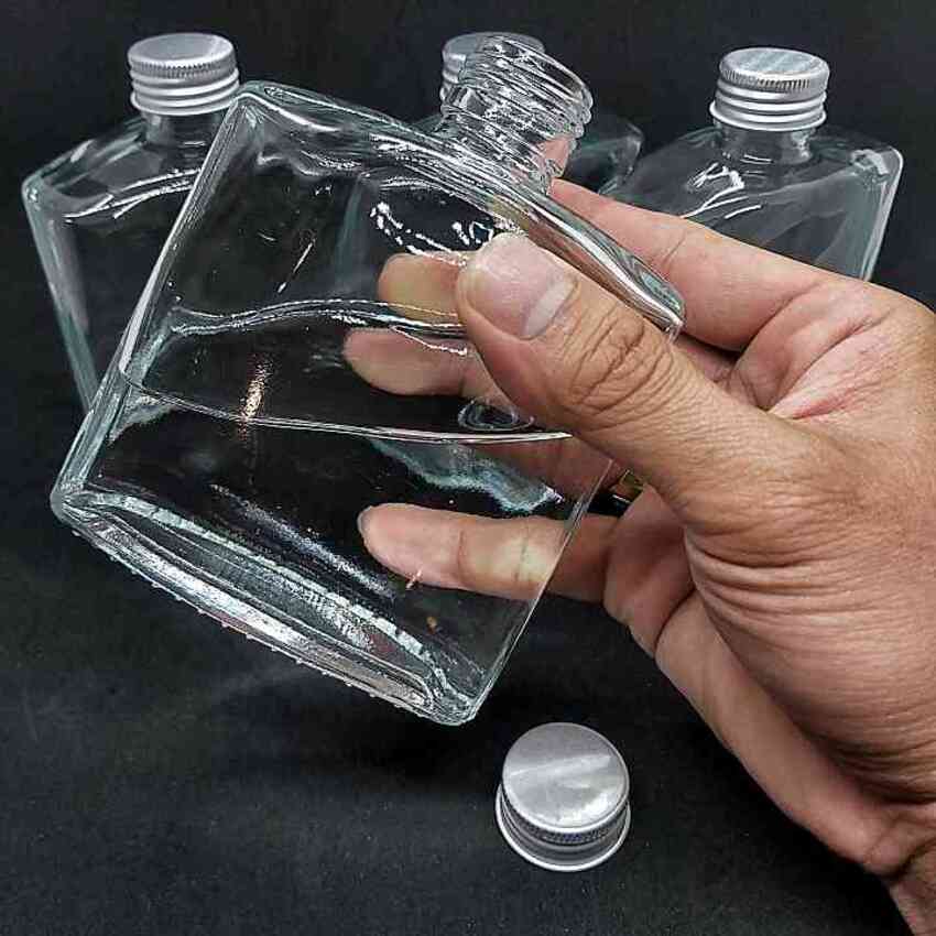 glass bottle 250ML – Flat Square design - 2 bottles