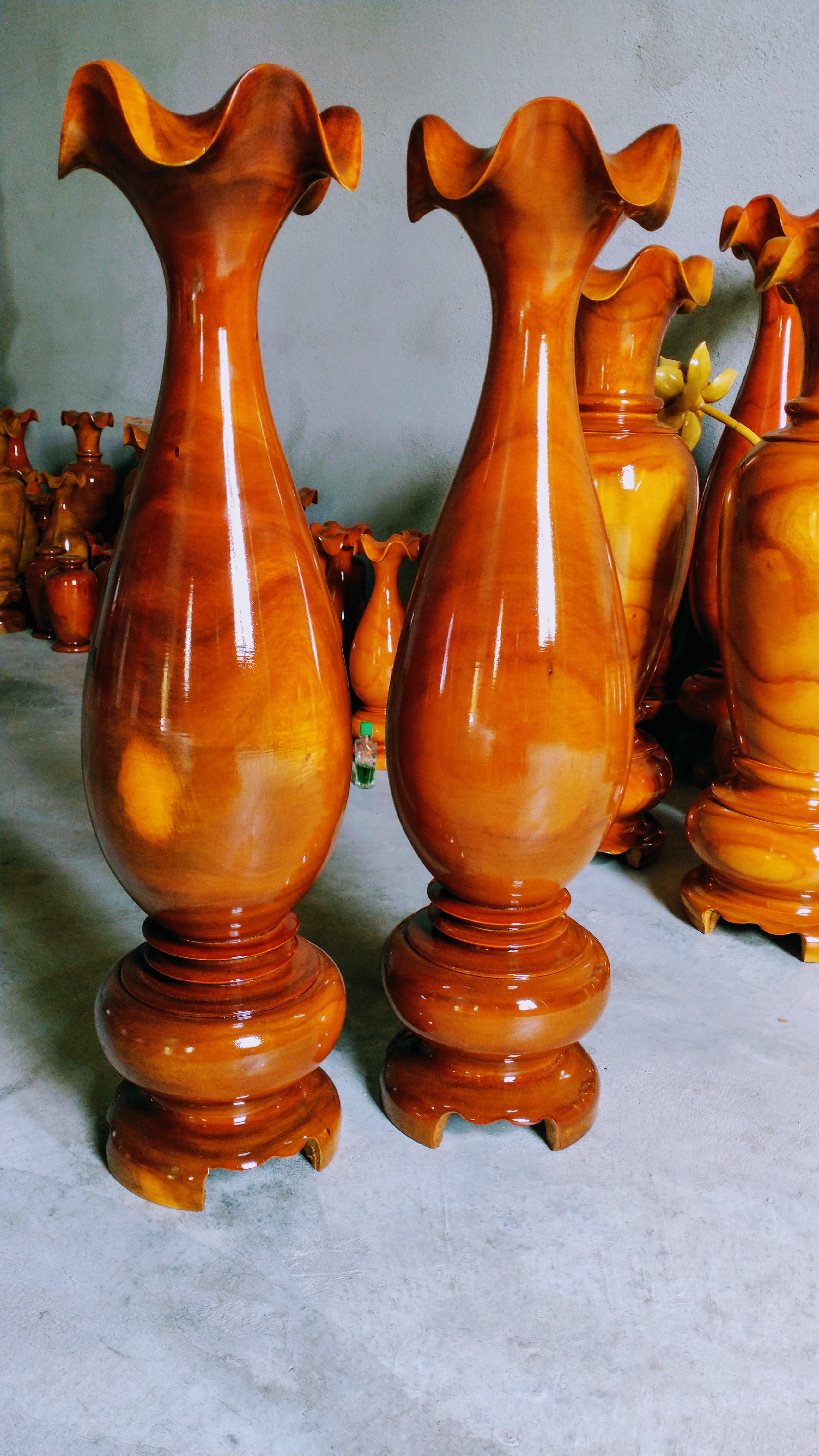 cặp lục bình gỗ cao 61cm bình gỗ trang trí bình gỗ deco bình bông