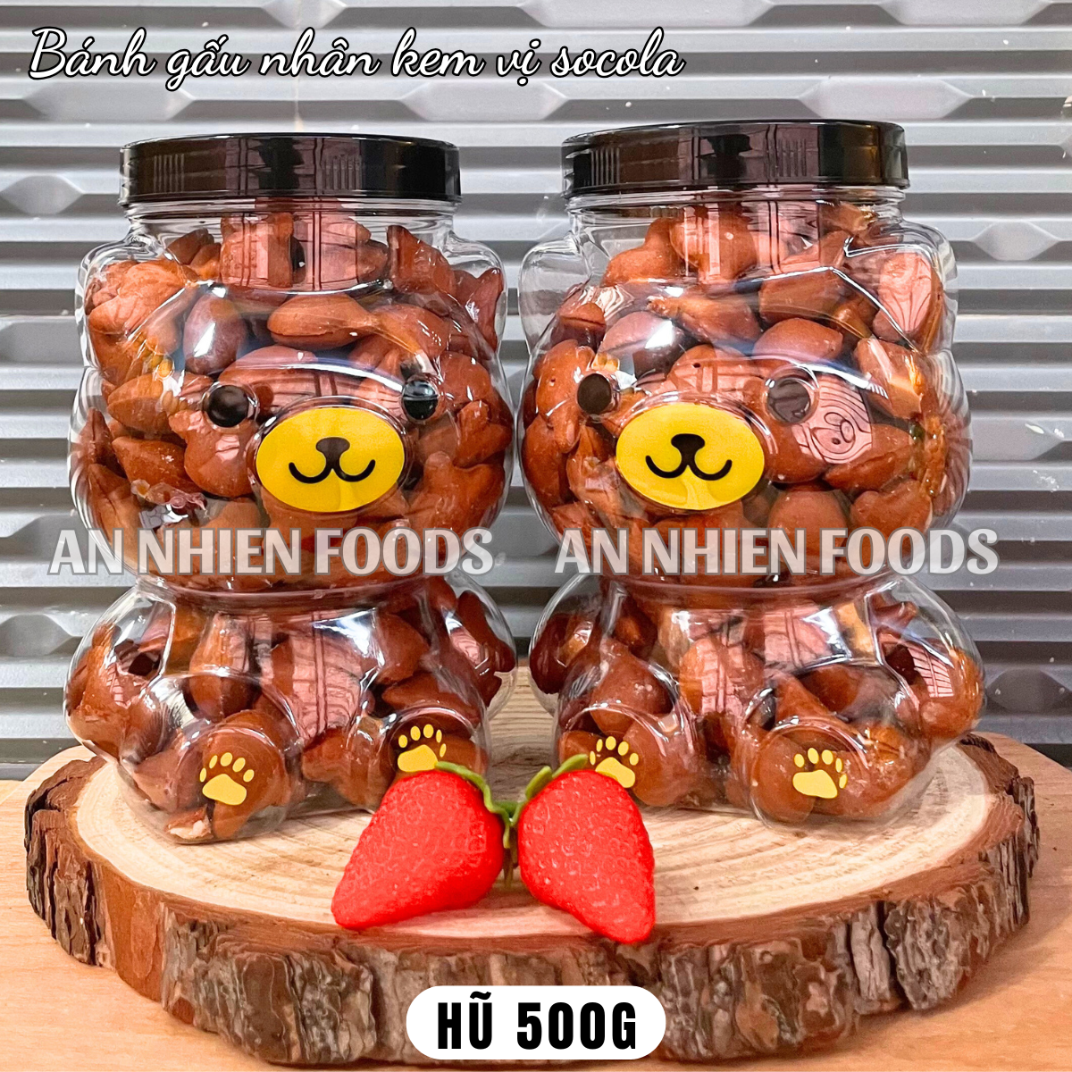 400g- Bánh gấu mix 3 vị (bánh gấu nhân kem,bánh gấu socola,bánh gấu chùm ngây)/ bánh gấu (hũ gấu) {Khối lượng tịnh, không tính bao bì}