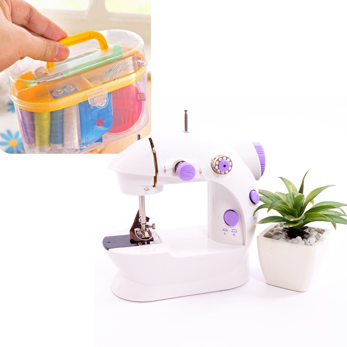 Máy may Mini gia đình cmd tặng kèm 1 hộp kim chỉ 31 món