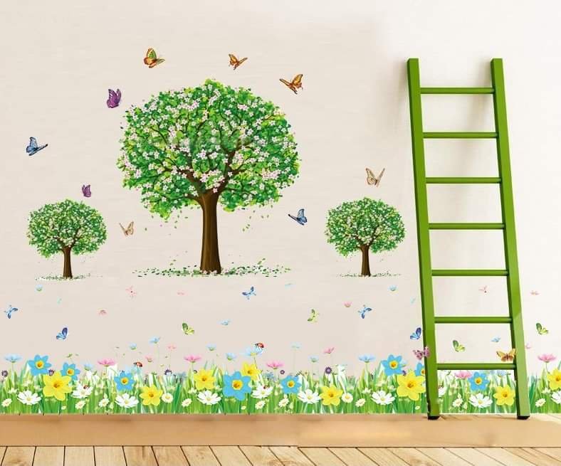 Decal dán tường COMBO HOA LÁ  - Decal siêu rẻ - có sẵn keo dán