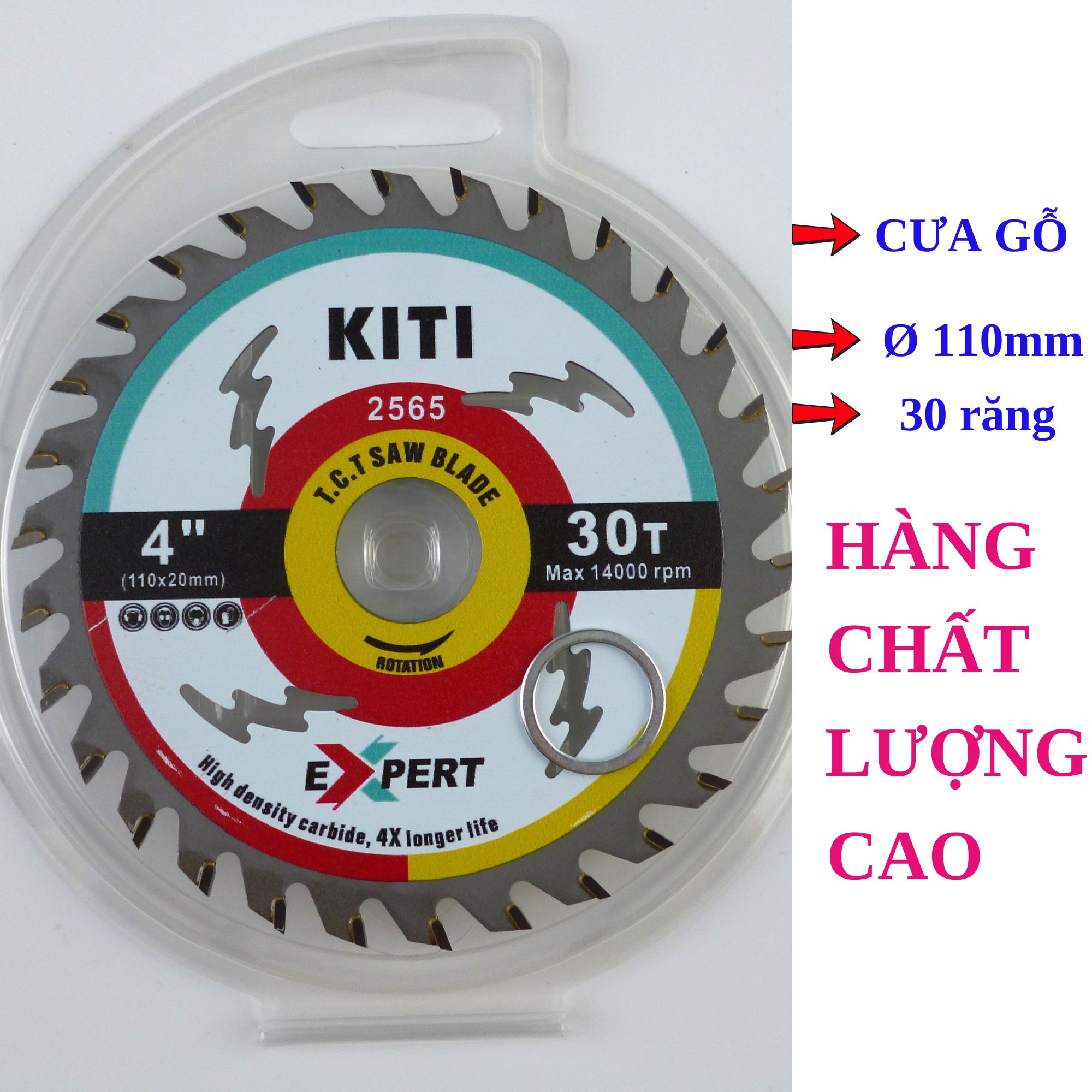Lưỡi cưa gỗ Lưỡi cắt gỗ 110mm 30 răng - Ki Ti (HÀNG XỊN) (CKT110-30)