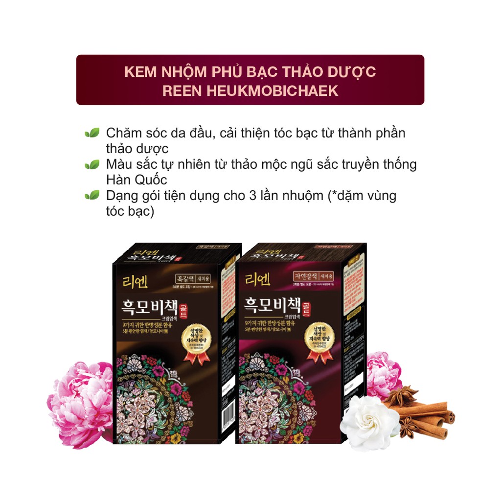 Kem nhuộm tóc phủ bạc thảo dược cao cấp ReEn mềm mượt 90g