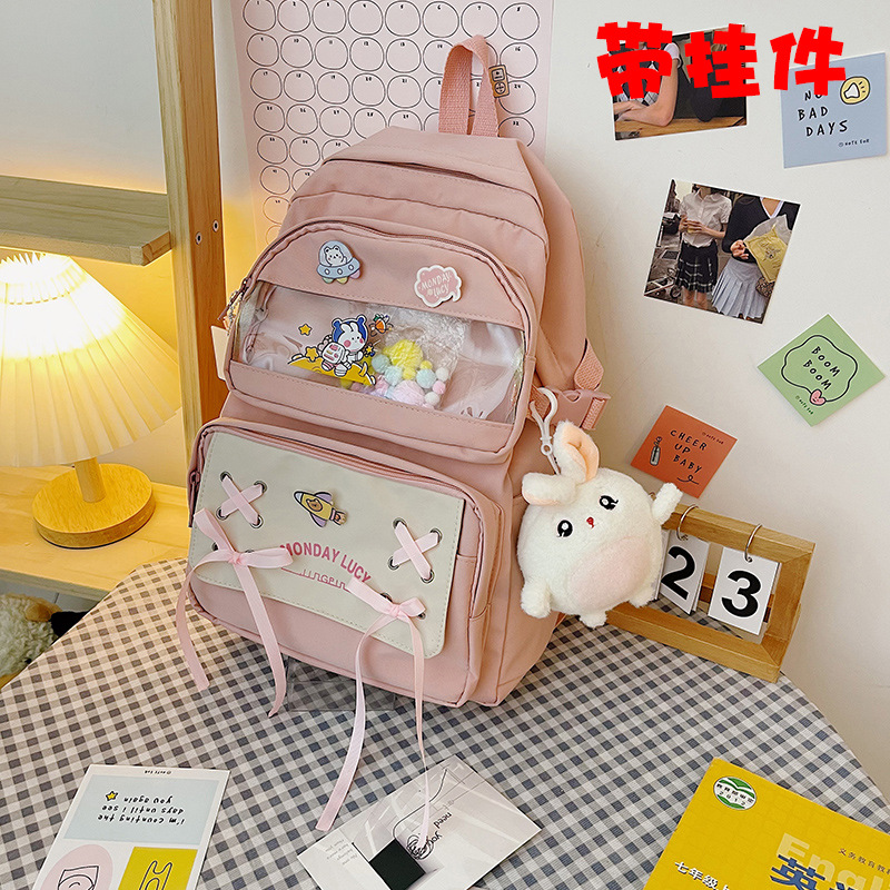 Balo học sinh sinh viên laptop đi học ulzzang cute nữ ba lô nữ giá rẻ balom balo thời trang, balo xinh, balo chống nươc- phối nơ