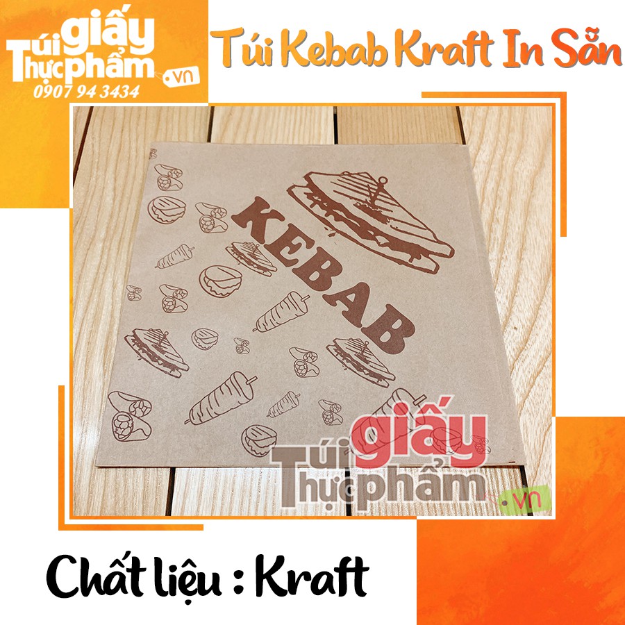 [Giá gốc]1000 túi giấy KEBAB (Kraft - in sẵn)