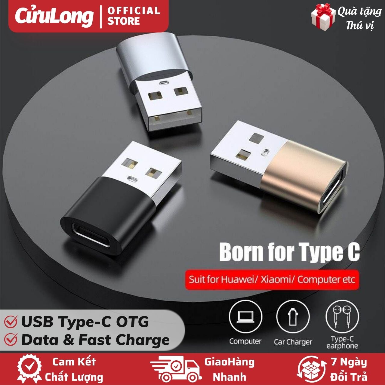 OTG Chuyển Đổi USB 3.0 Sang Type-C, Vỏ Kim Loại Chắc Chắn Nhỏ Gọn, cáp OTG TypeC USBA CuuLongstore