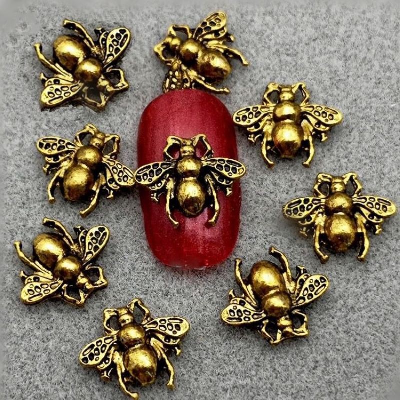chamr ong bạc vàng đính móng siêu sang - phụ kiện nails