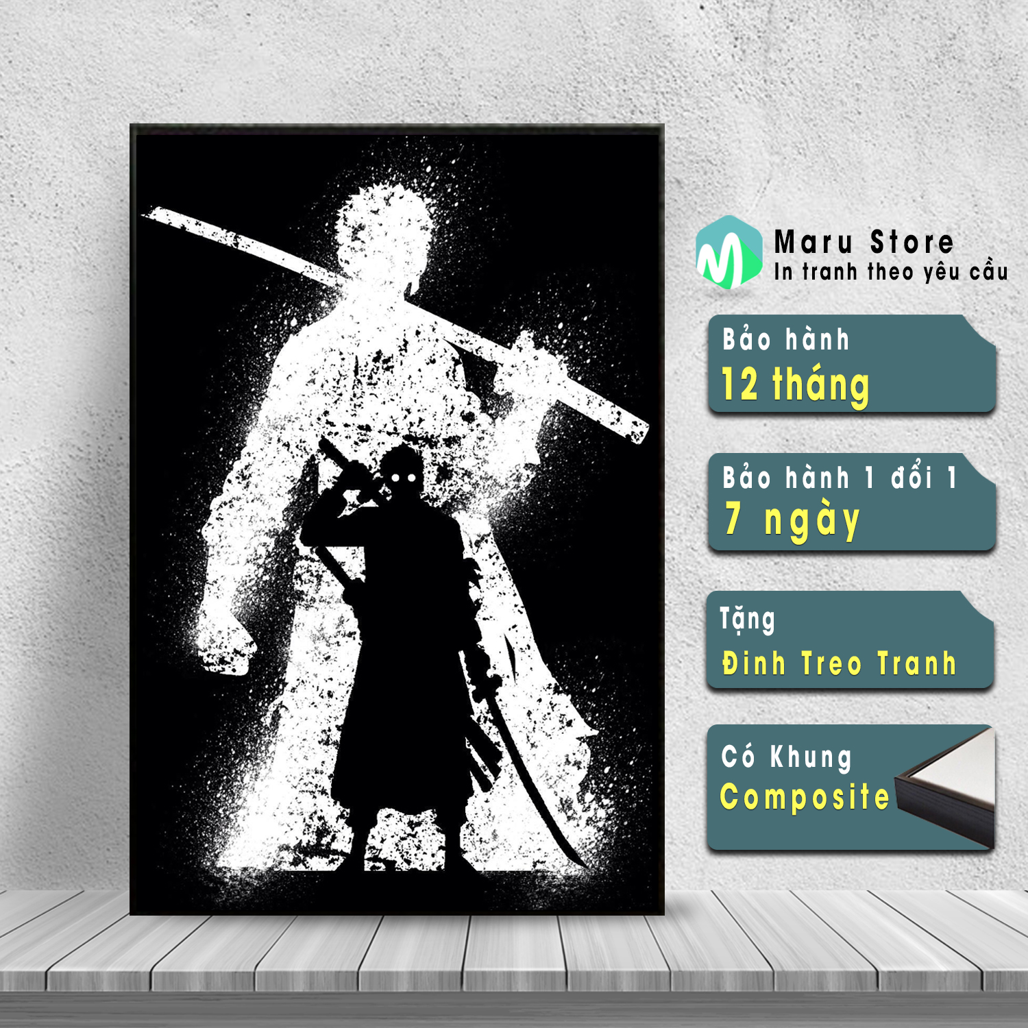 Tranh Zoro Treo Tường Tranh Canvas Có Khung Composite