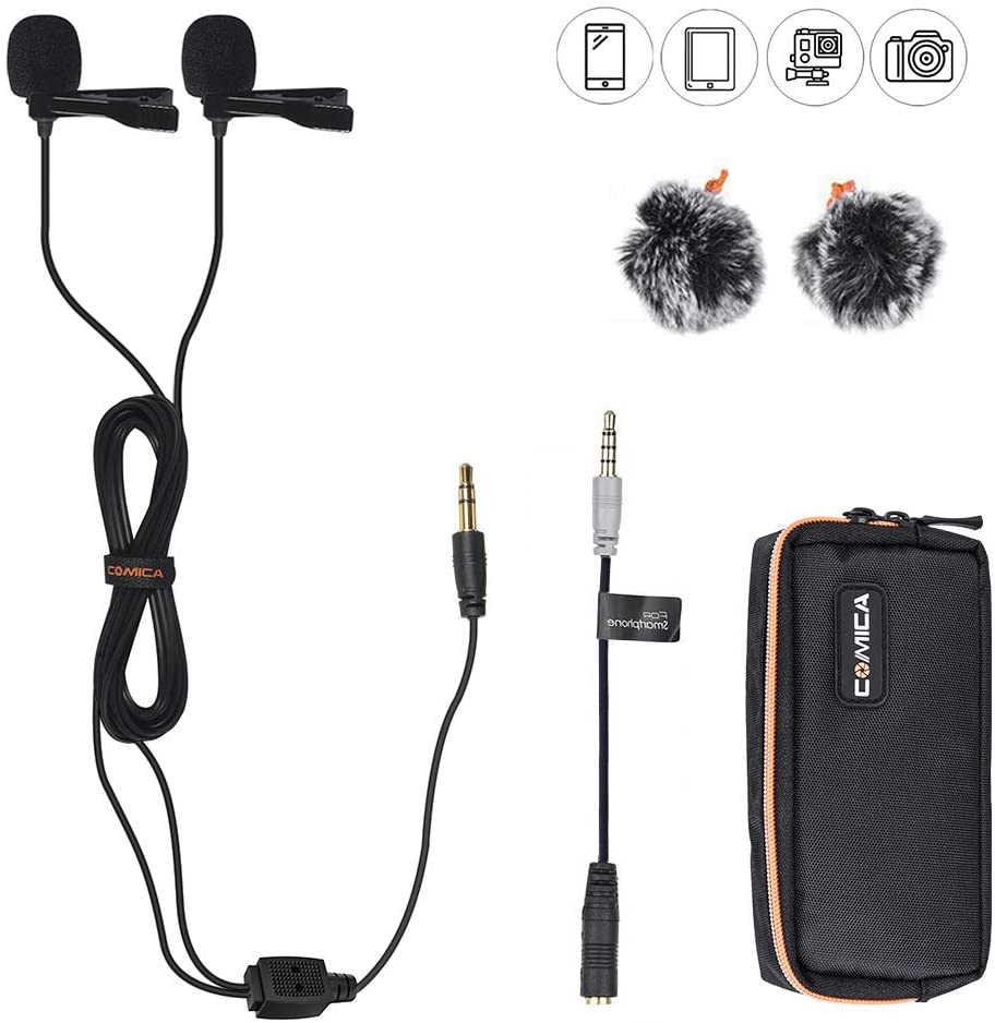Cặp micro cài áo phỏng vấn cho Camera, Gopro, Smartphone | Comica CVM-D02 Dualmic