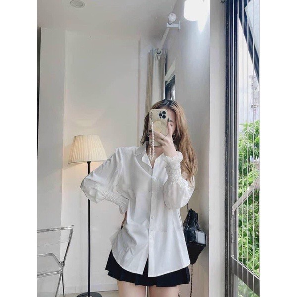 Áo sơ mi nữ quảng châu áo sơ mi trắng nữ form rộng hàng xịn PANOSI - mã A615