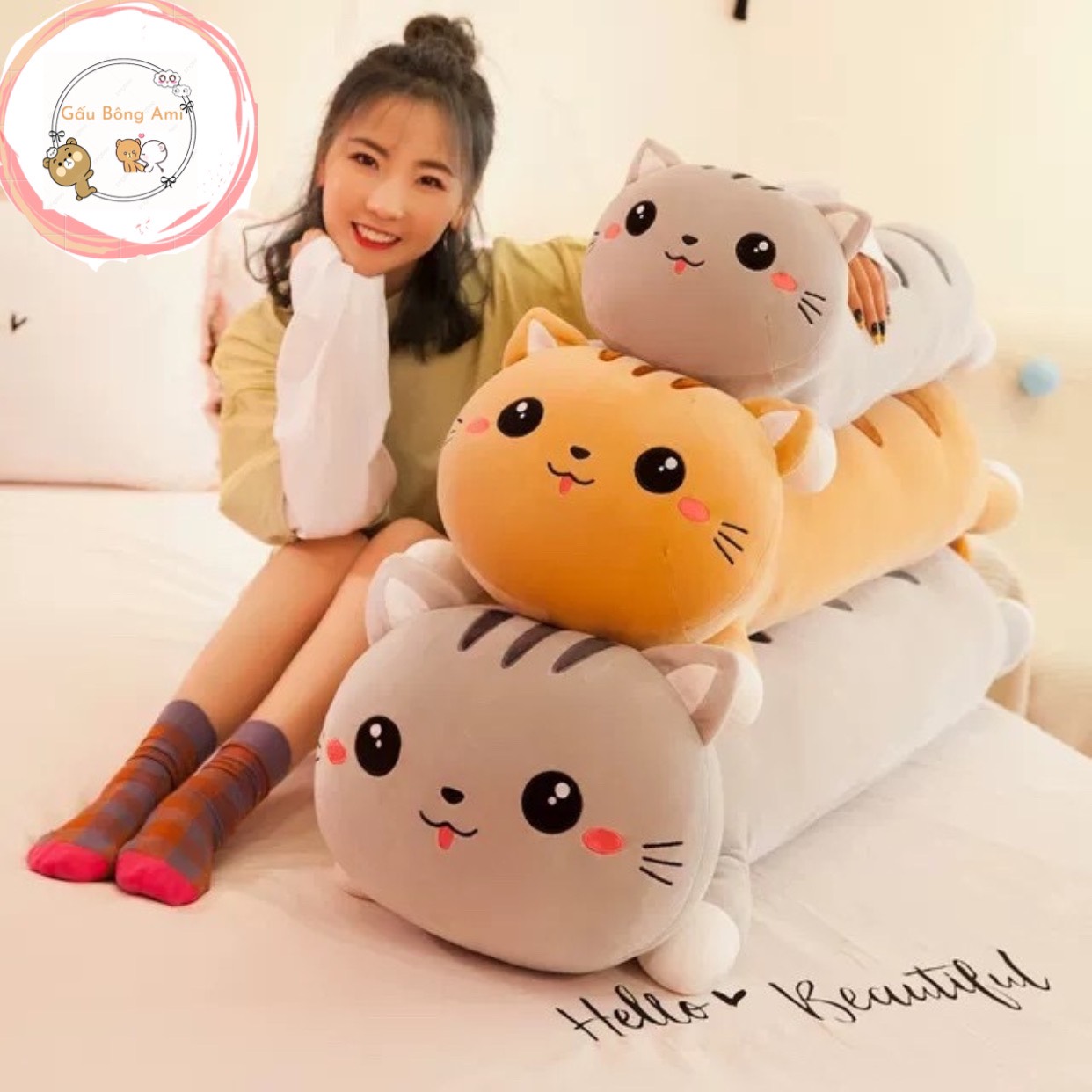 Gối Ôm Mèo Dáng Dài Cao Cấp - Mèo Bông