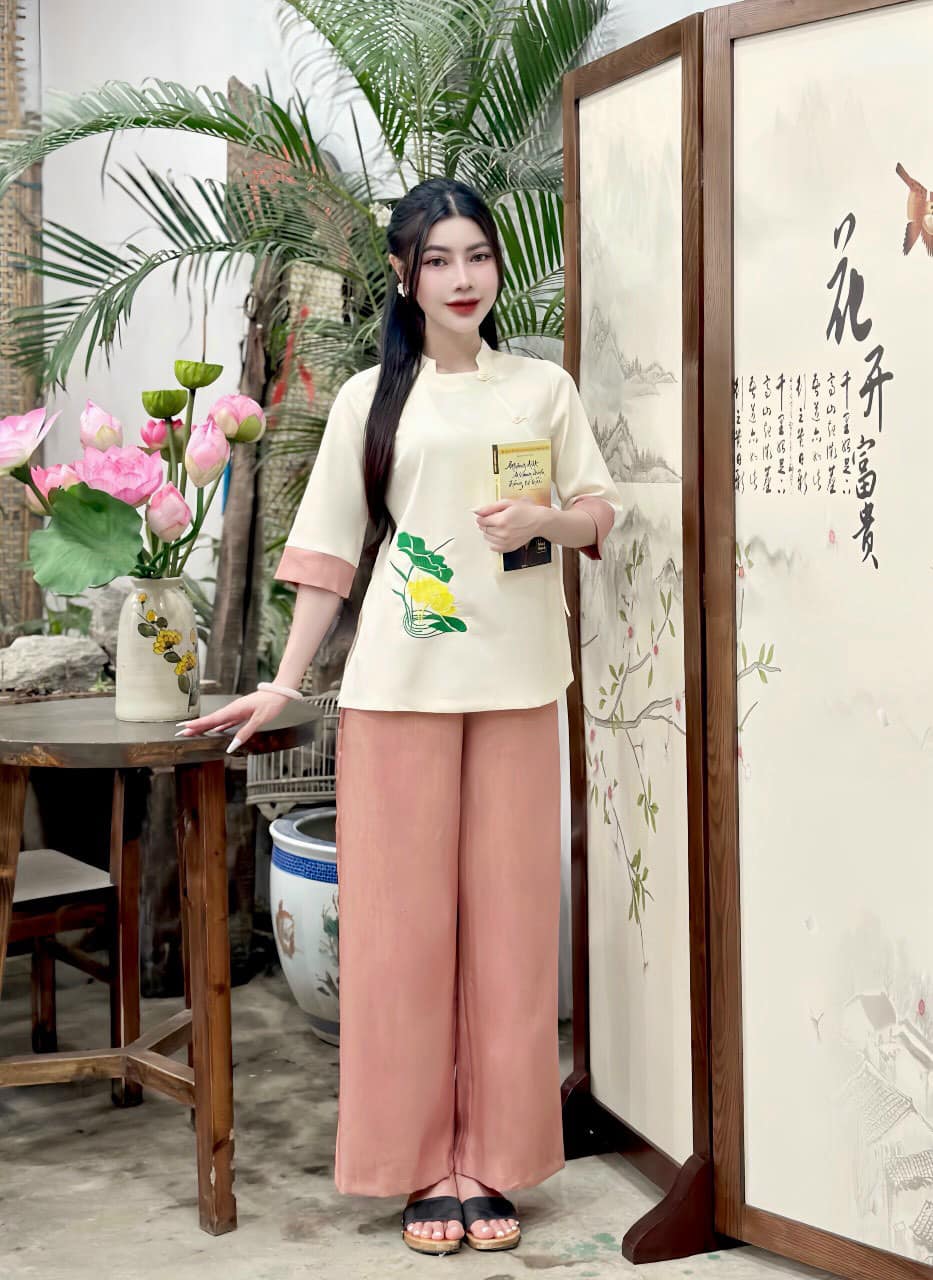 Bộ đũi thái thêu sen