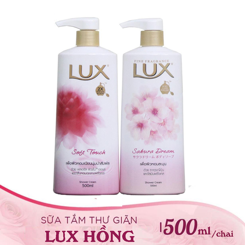 2 Chai Sữa Tắm Lux Màu Hồng nhập khẩu Thailand- 450ml/chai