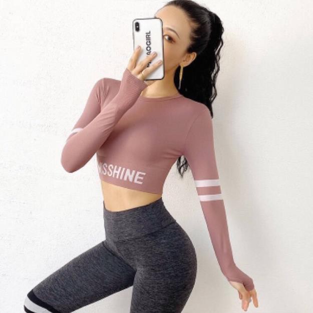 Áo Tập Gym Yoga Misshine Tay Dài Phối 2 Sọc Thời Trang