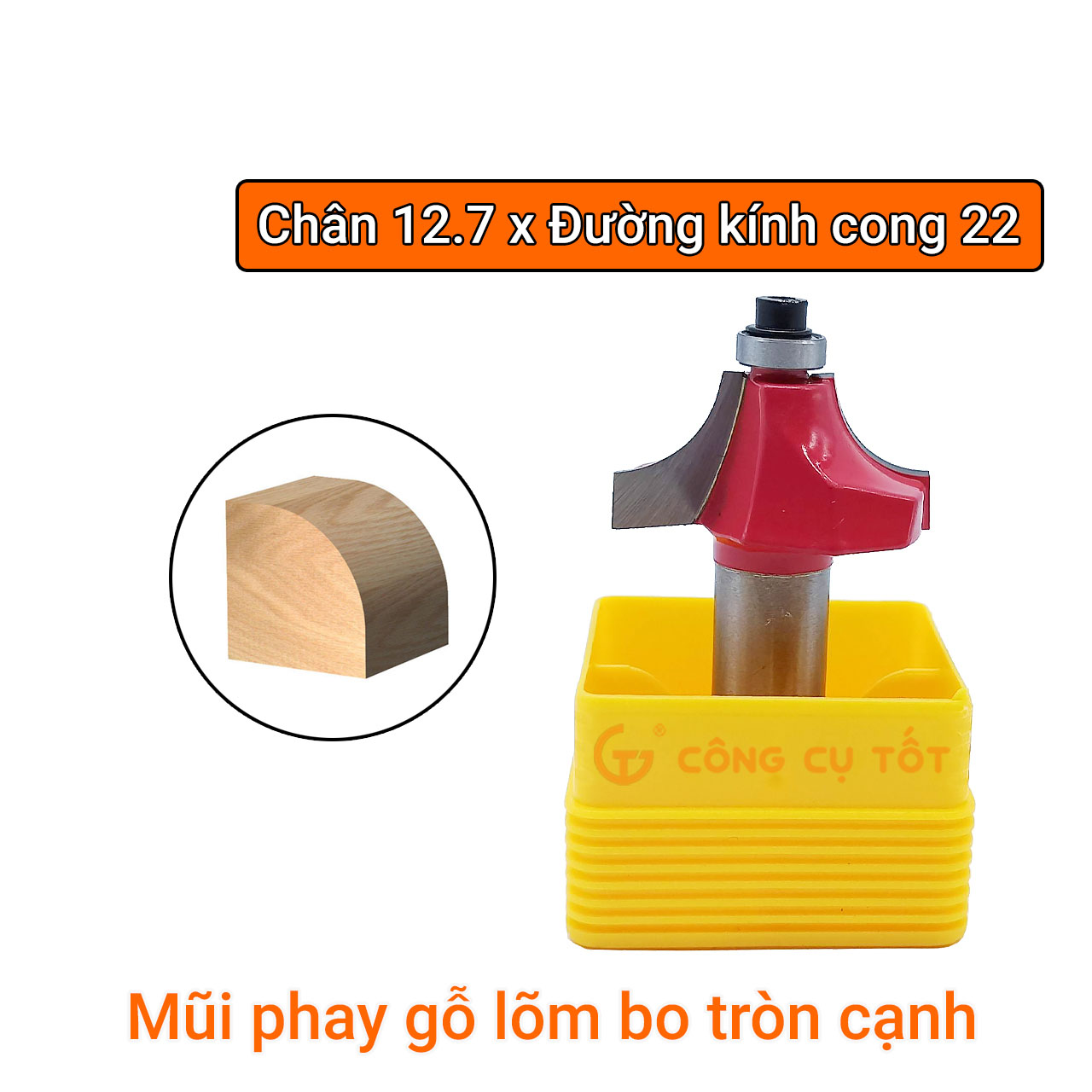 Mũi phay gỗ lõm bo tròn cạnh chân 12.7
