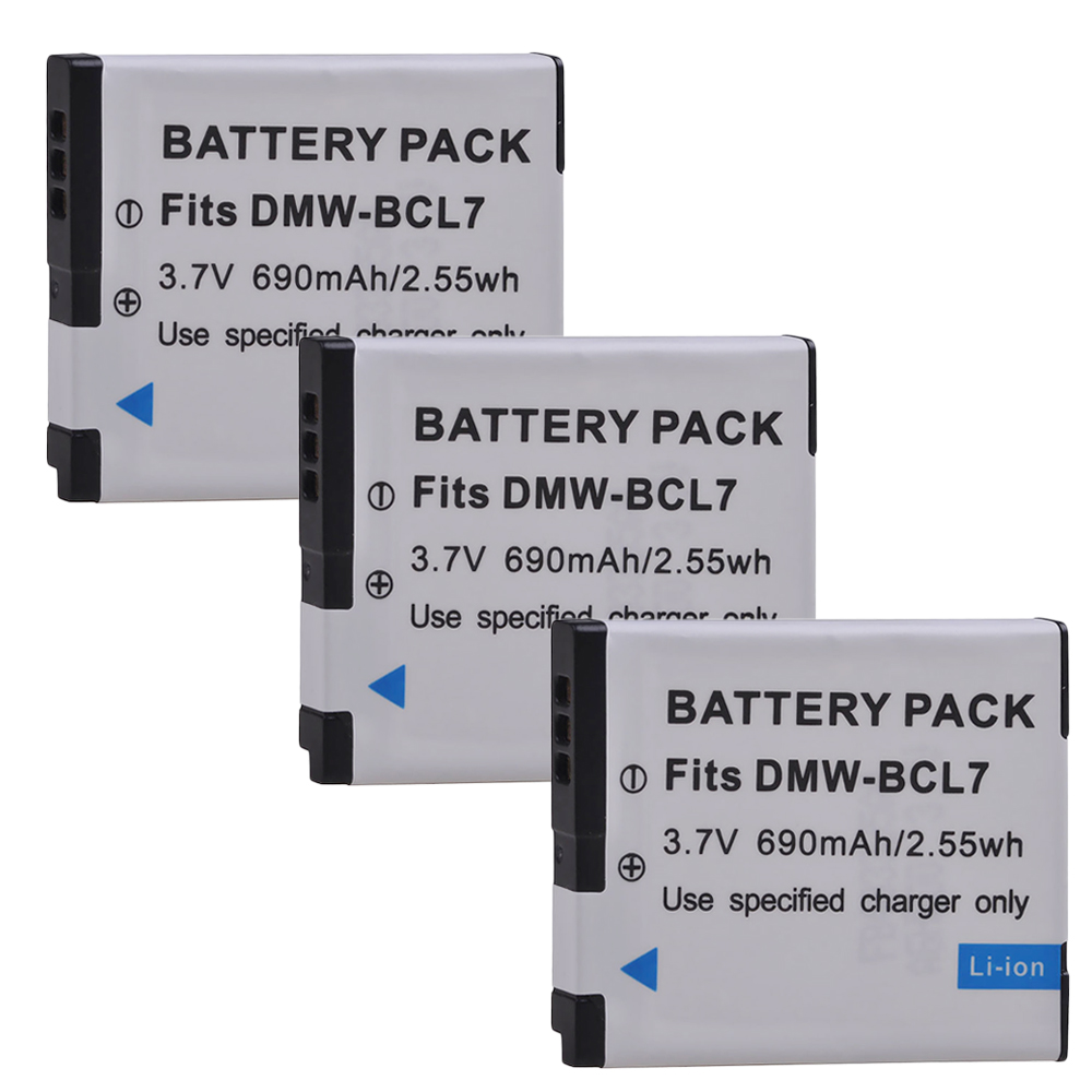 Powertrust 3 pin dmw-bcl7 máy ảnh 690mah bcl7 bcl7e cho panasonic lumix dmc- f5, dmc-fh10, dmc-fs50, dmc-sz10, dmc-sz9, sz8