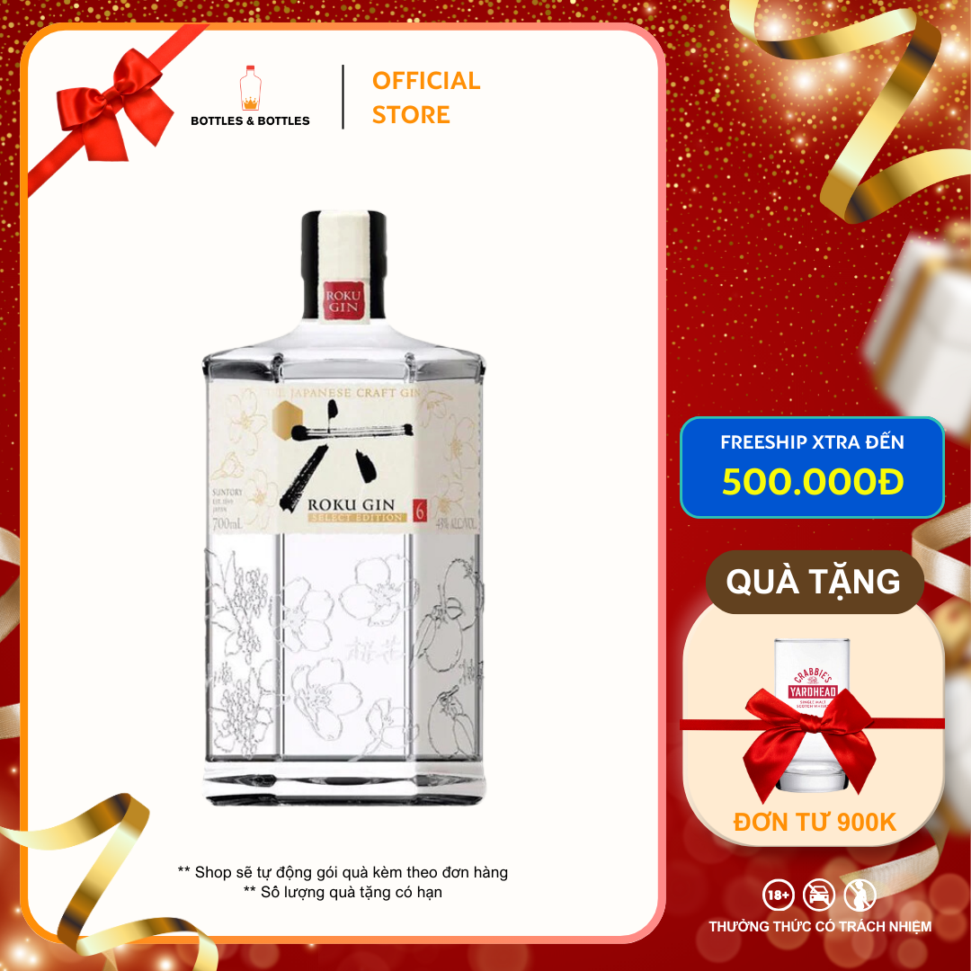 [CHÍNH HÃNG] Rượu Gin Nhật Bản Roku - 700ML - 43%