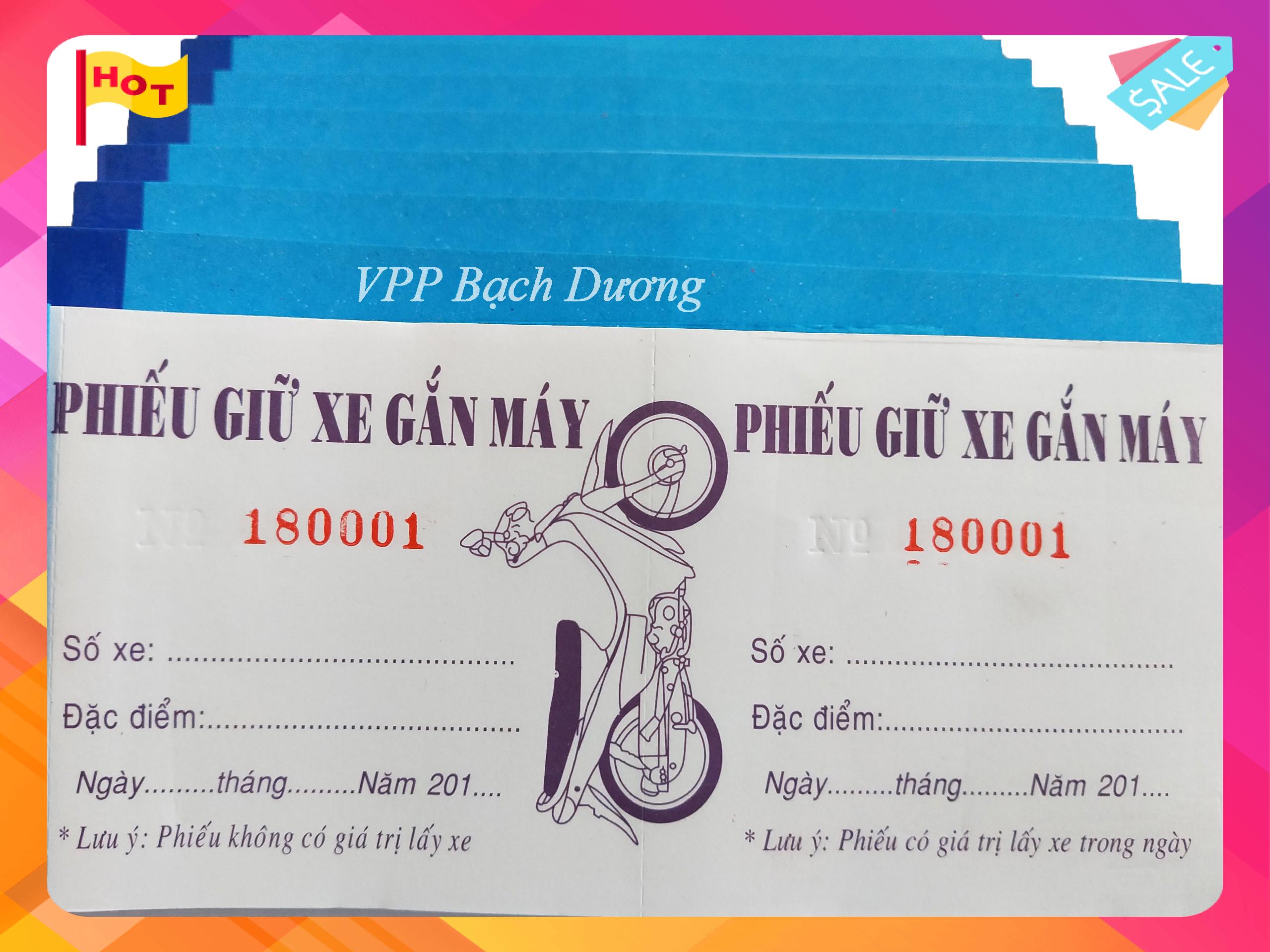 Phiếu Giữ Xe Máy Lớn - 10 cuốn- Phiếu Gửi Xe Máy Lớn