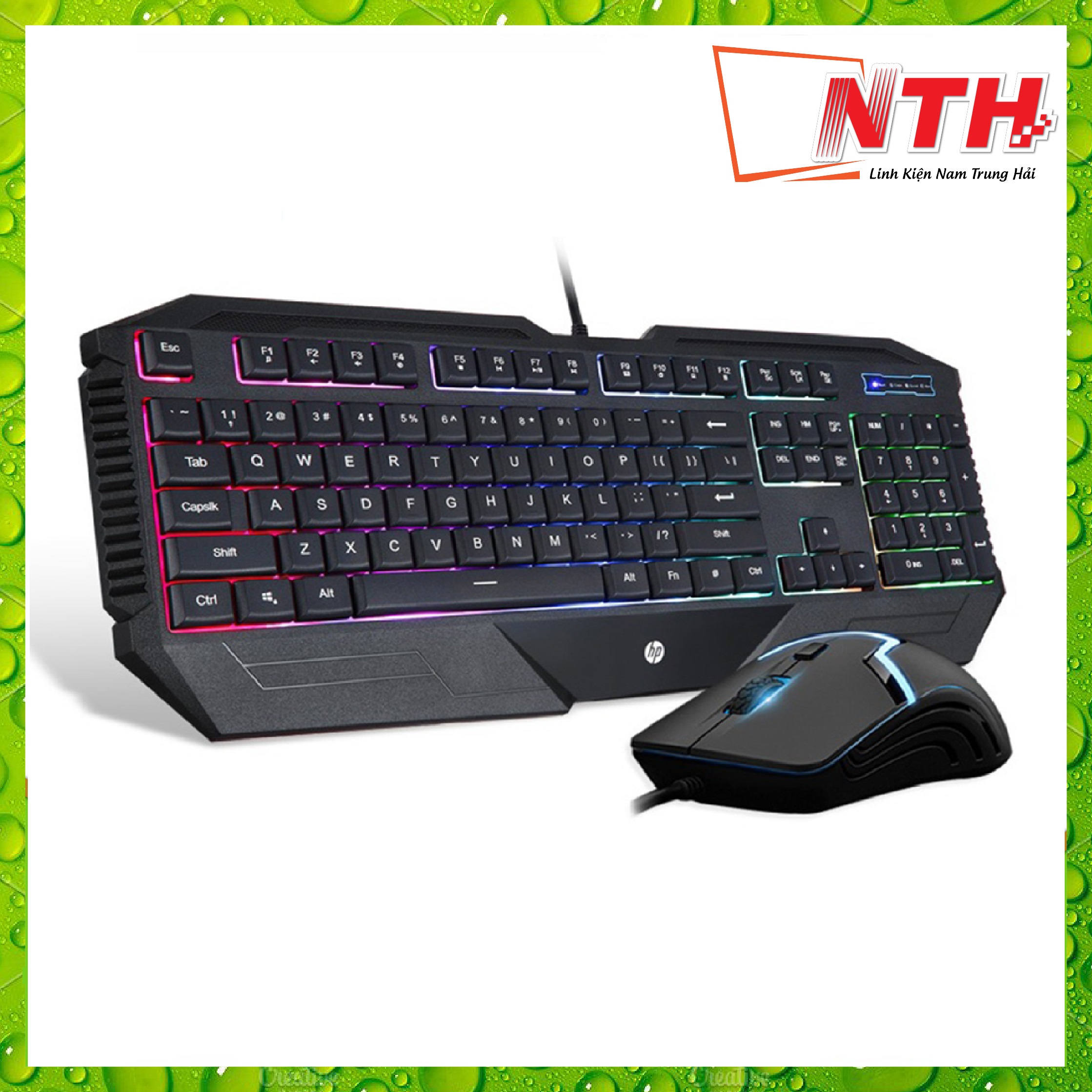 Bộ bàn phím và chuột gaming hp gk1100 led usb - nth